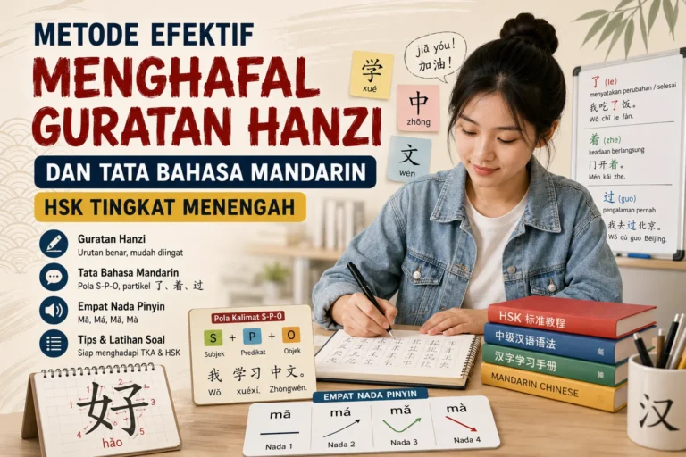 Metode efektif menghafal guratan Hanzi dan tata bahasa Mandarin HSK tingkat menengah